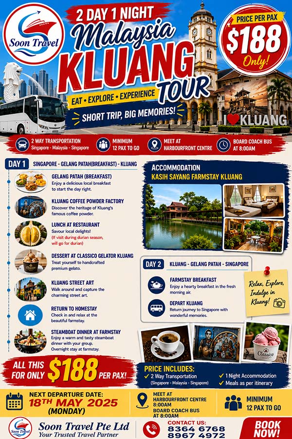 Kluang 2D1N Tour