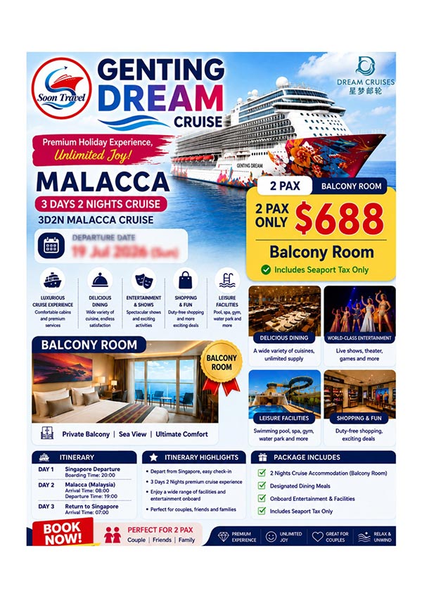 Genting Dream Cruise 3D2N (Malacca) Package